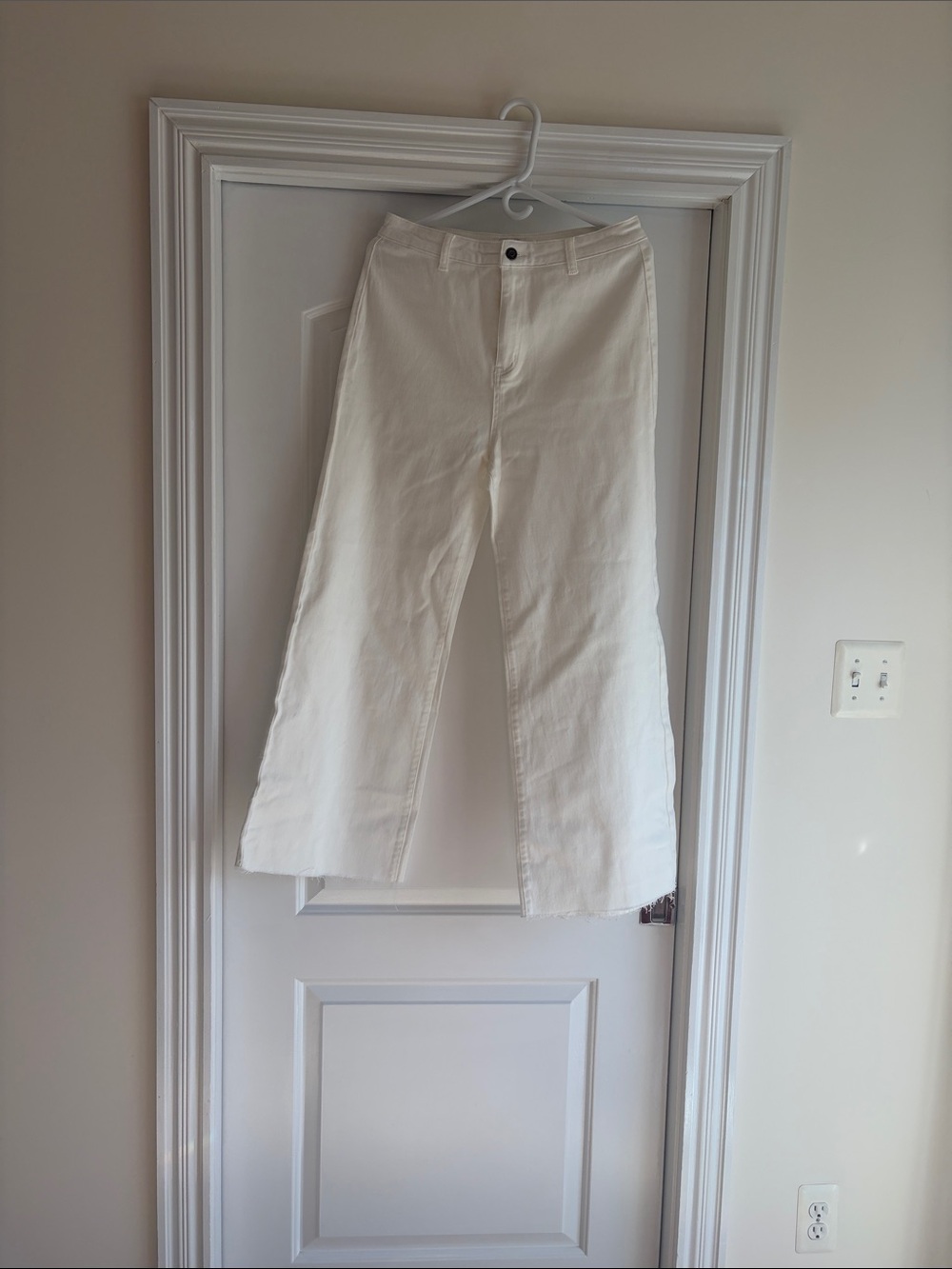 White Wide-Leg Cotton Pants